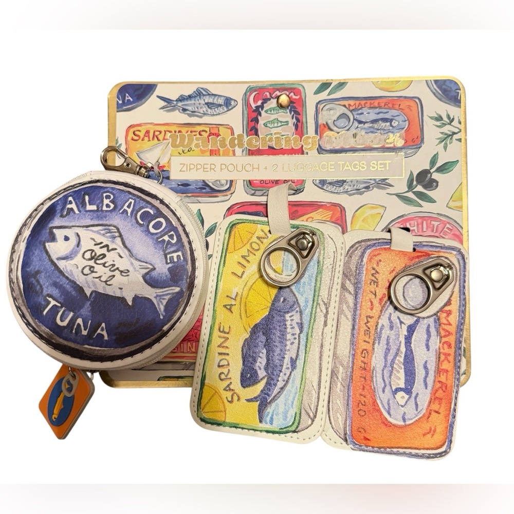 Wandering Moon Fish-Themed Zipper Pouch and Luggage Tag Set